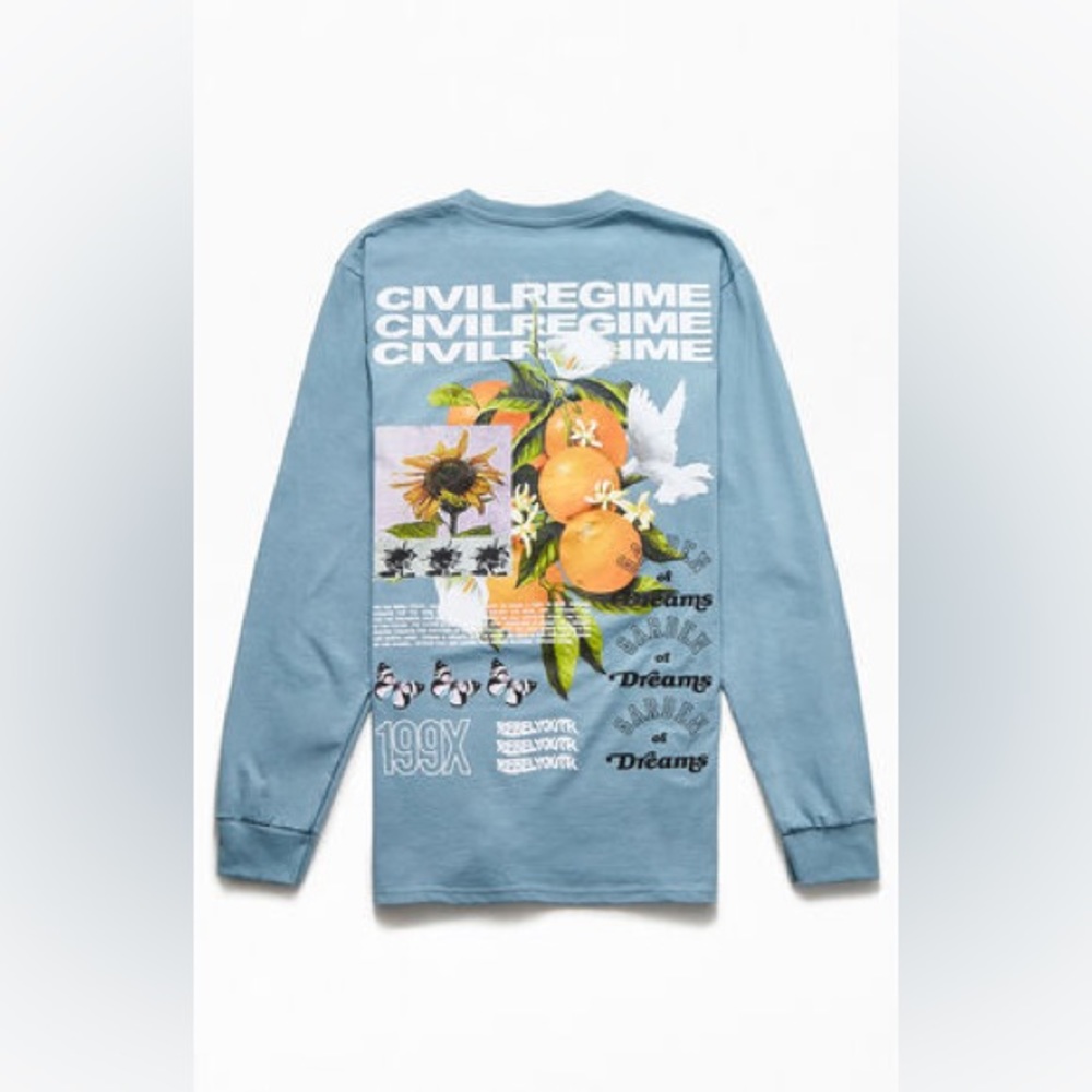 Blue Graphic Long Sleeve Top